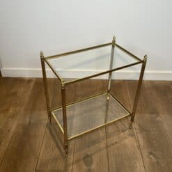 Pair of Maison Jansen Style Brass and Glass Side Tables - Angled View - Styylish