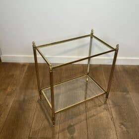 Pair of Maison Jansen Style Brass and Glass Side Tables