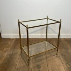 Pair of Maison Jansen Style Brass and Glass Side Tables - Low Angled View - Styylish