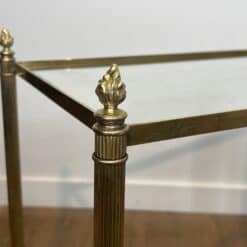 Pair of Maison Jansen Style Brass and Glass Side Tables - Corner Detail - Styylish