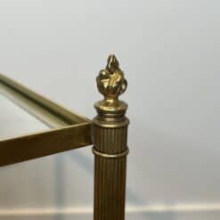 Pair of Maison Jansen Style Brass and Glass Side Tables - Knob Detail - Styylish