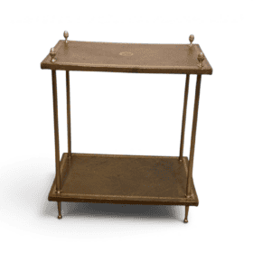 Maison Jansen Style Brass and Gilt-Tooled Leather Side Table