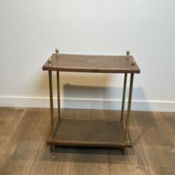 Maison Jansen Style Brass and Gilt-Tooled Leather Side Table - Front View - Styylish
