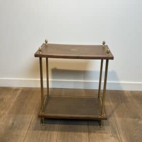 Maison Jansen Style Brass and Gilt-Tooled Leather Side Table