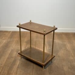 Maison Jansen Style Brass and Gilt-Tooled Leather Side Table - Angled View - Styylish