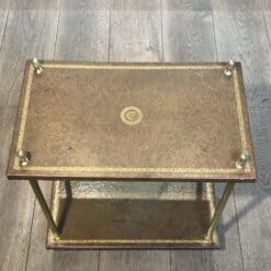 Maison Jansen Style Brass and Gilt-Tooled Leather Side Table - Top View - Styylish