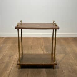 Maison Jansen Style Brass and Gilt-Tooled Leather Side Table - Wide View - Styylish