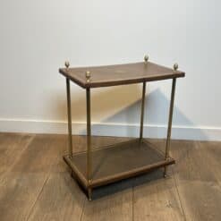Maison Jansen Style Brass and Gilt-Tooled Leather Side Table - Wide Angled View - Styylish