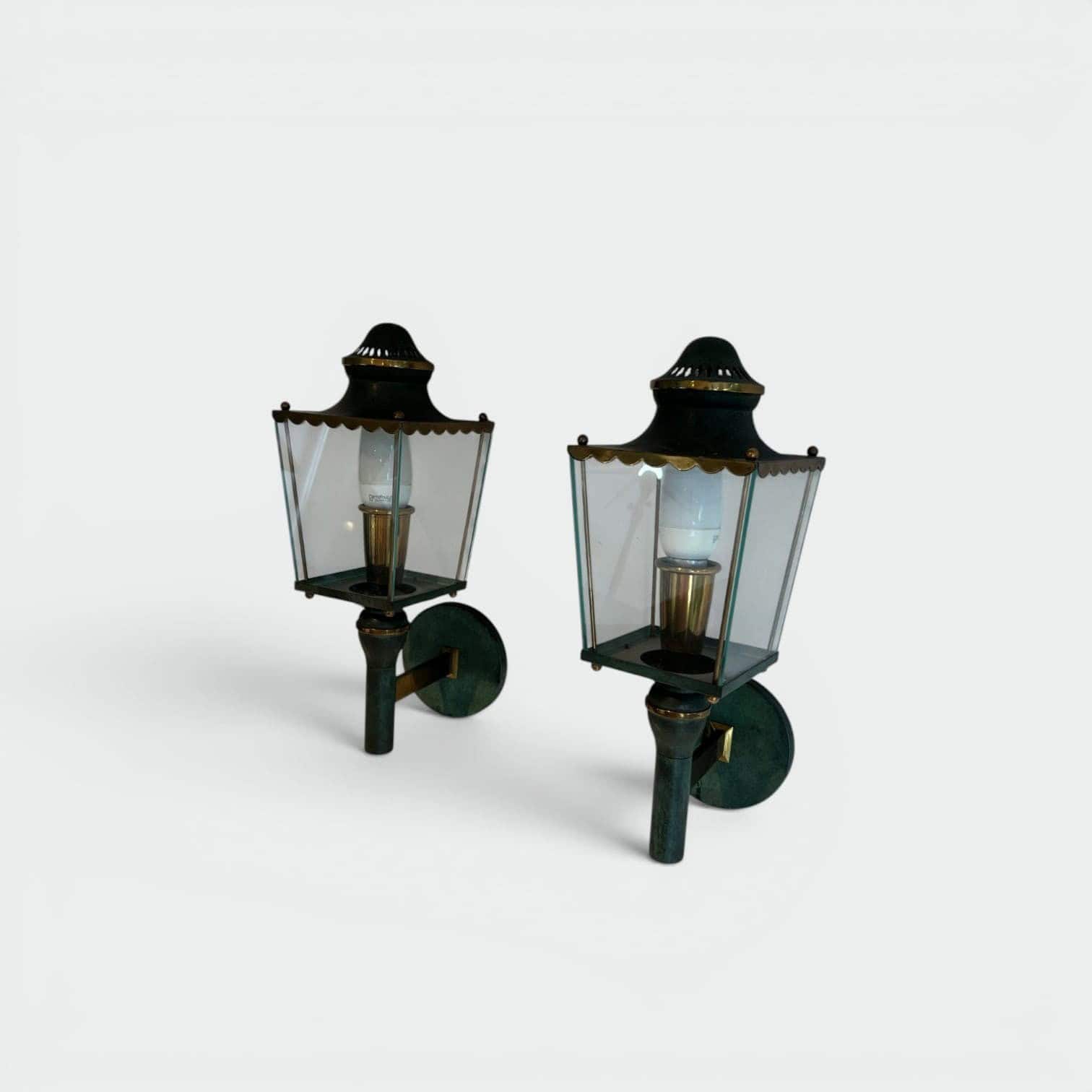 French Neoclassical Lantern Wall Sconces - Pair View One - Styylish