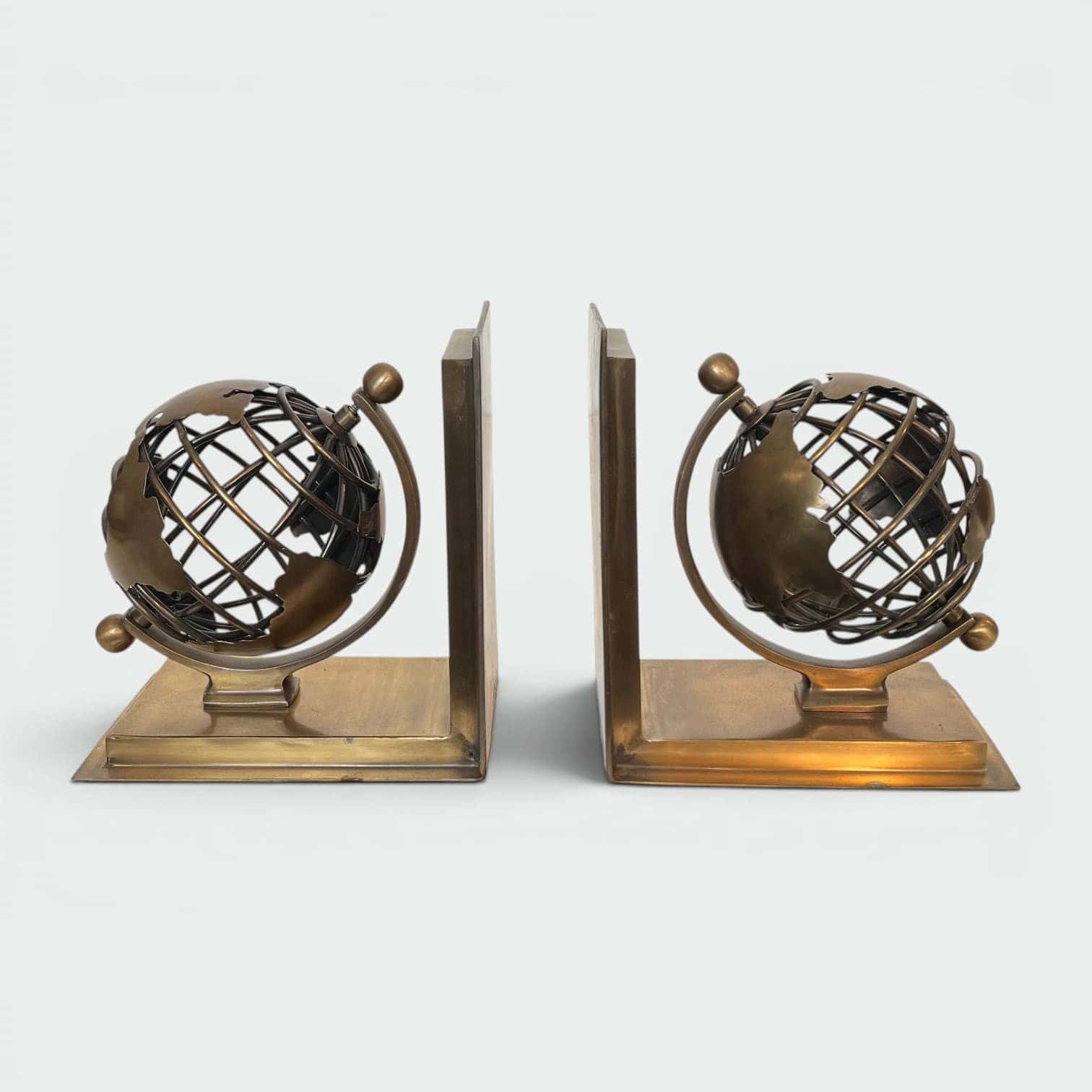 Patinated Brass Globe Bookends - Styylish