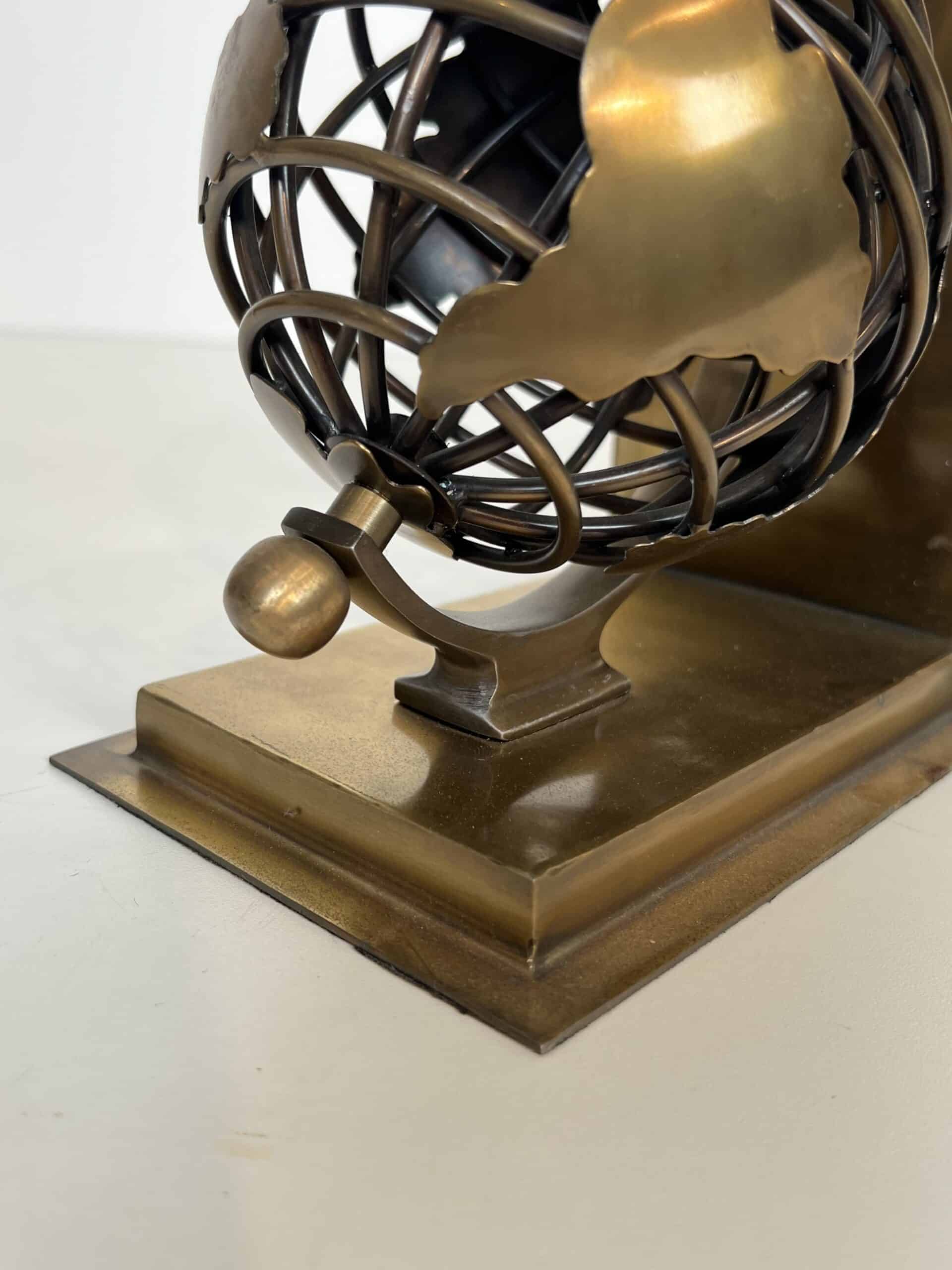Patinated Brass Globe Bookends - Detail Two - Styylish