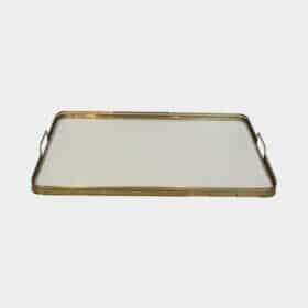 Maison Baguès Style Opaline Glass and Brass Serving Tray