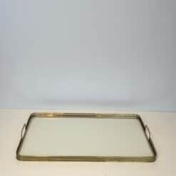 Maison Baguès Style Opaline Glass and Brass Serving Tray - View One - Styylish