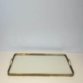 Maison Baguès Style Opaline Glass and Brass Serving Tray