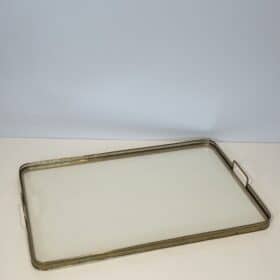 Maison Baguès Style Opaline Glass and Brass Serving Tray