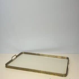 Maison Baguès Style Opaline Glass and Brass Serving Tray