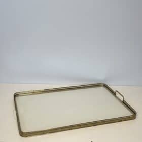 Maison Baguès Style Opaline Glass and Brass Serving Tray