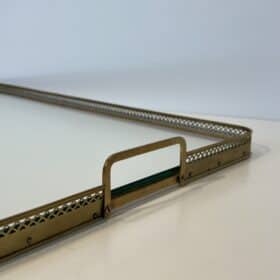 Maison Baguès Style Opaline Glass and Brass Serving Tray