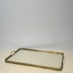 Maison Baguès Style Opaline Glass and Brass Serving Tray - View Five - Styylish