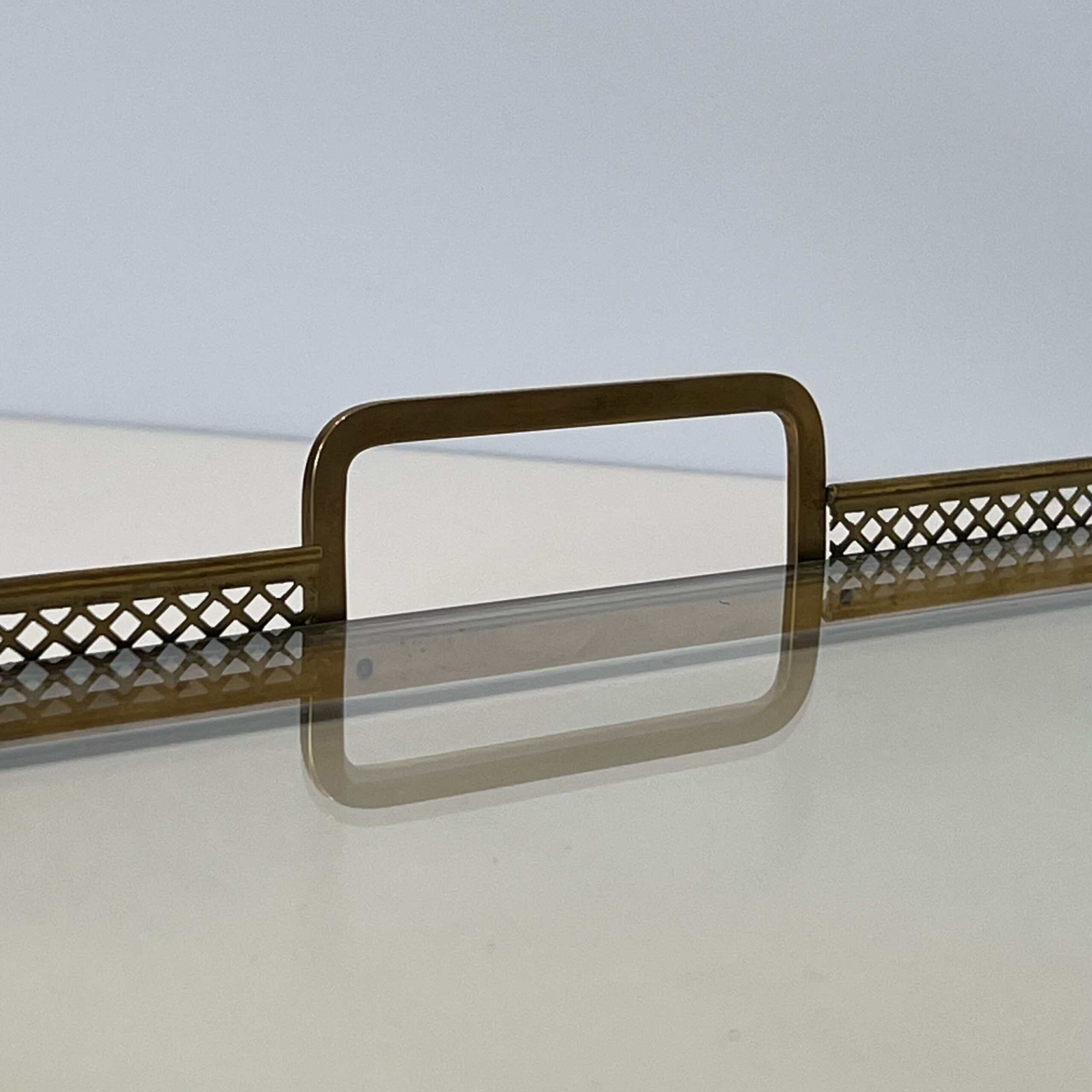 Maison Baguès Style Opaline Glass and Brass Serving Tray - Detail Three - Styylish