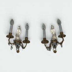 Pair of Maison Baguès Style Parrot Crystal Glass Sconces - Styylish