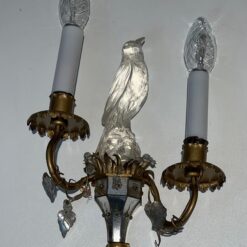 Pair of Maison Baguès Style Parrot Crystal Glass Sconces - Single View One - Styylish