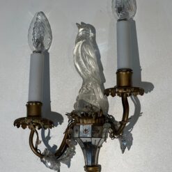 Pair of Maison Baguès Style Parrot Crystal Glass Sconces - Single View Two - Styylish