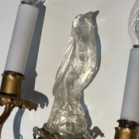 Pair of Maison Baguès Style Parrot Crystal Glass Sconces