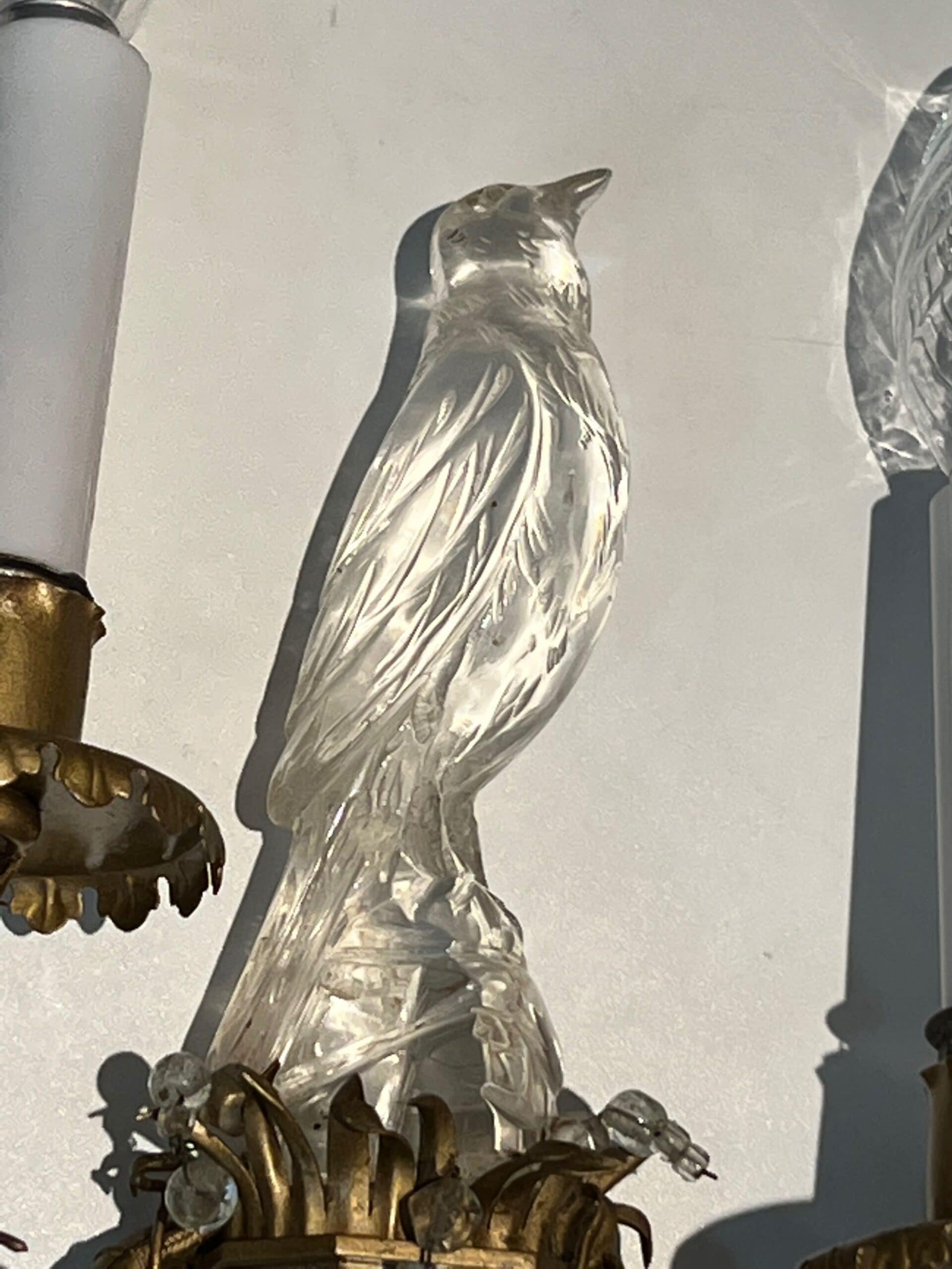Pair of Maison Baguès Style Parrot Crystal Glass Sconces - Detail Three - Styylish