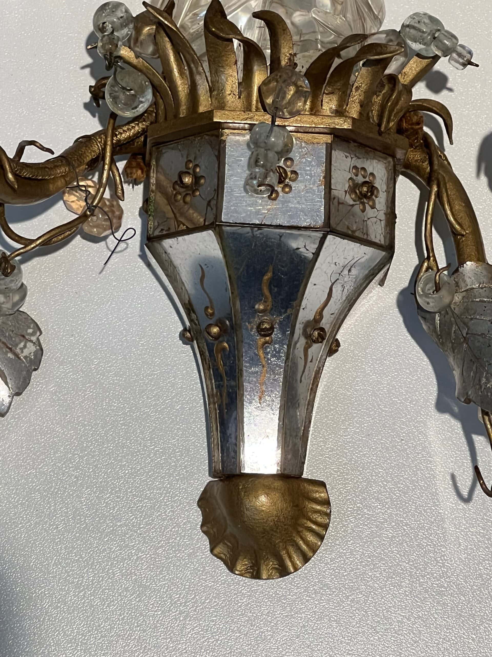 Pair of Maison Baguès Style Parrot Crystal Glass Sconces - Detail Six - Styylish