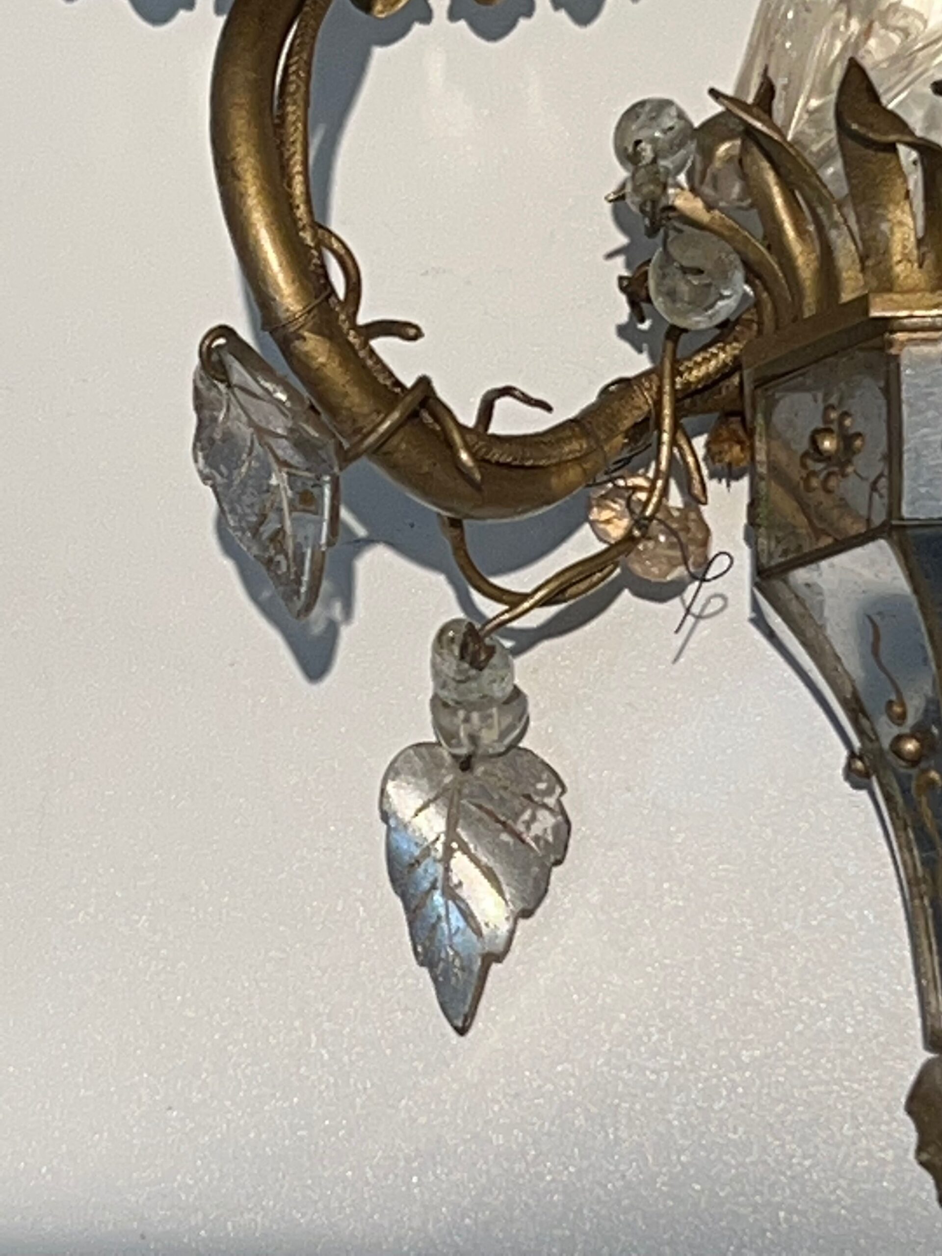 Pair of Maison Baguès Style Parrot Crystal Glass Sconces - Detail Seven - Styylish