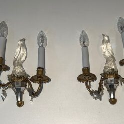 Pair of Maison Baguès Style Parrot Crystal Glass Sconces - Pair View Two - Styylish
