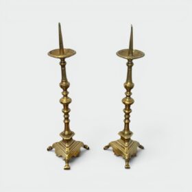 Pair of 18th-Century Style Gilt Brass Pricket Candlesticks