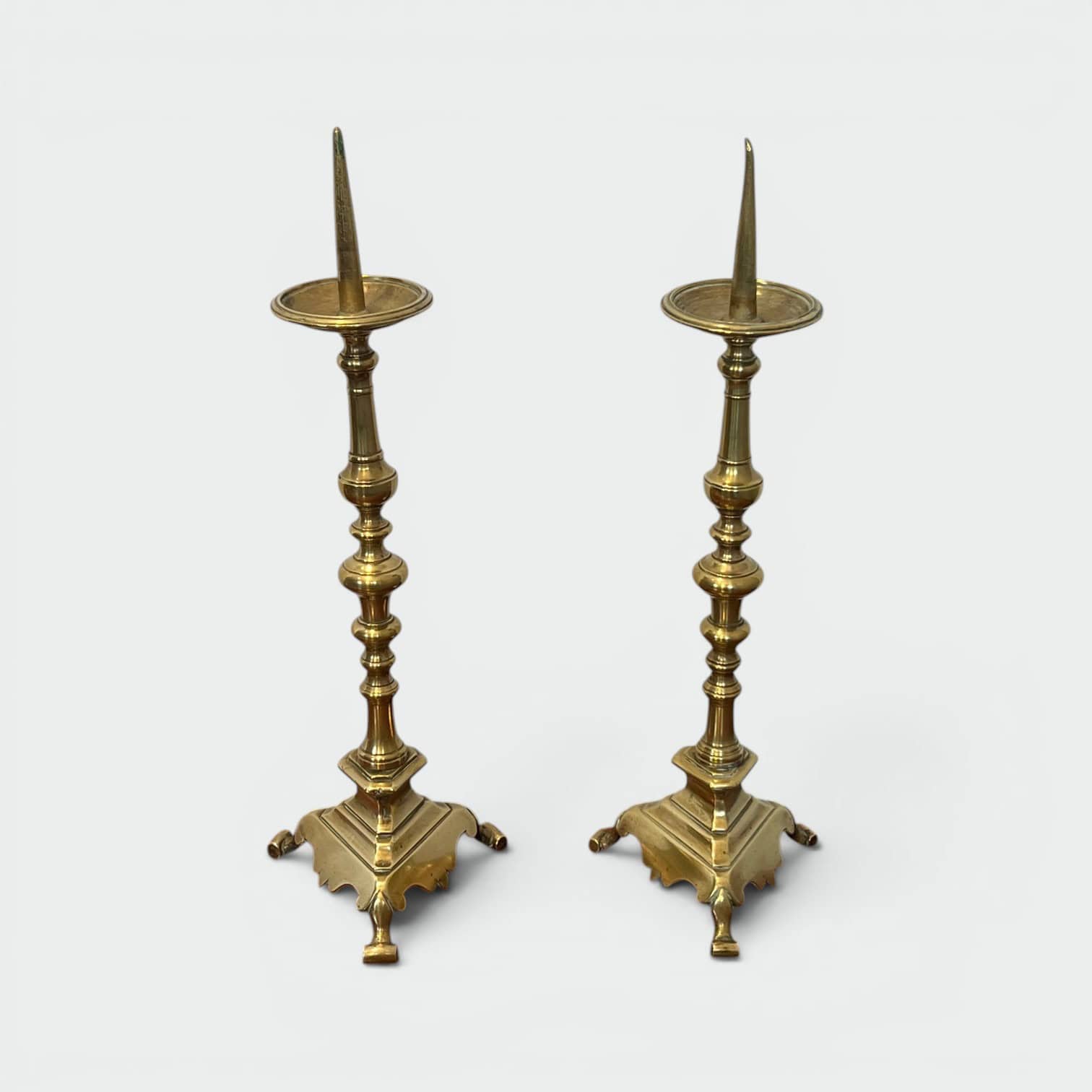 Pair of 18th-Century Style Gilt Brass Pricket Candlesticks - Styylish