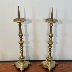 Pair of 18th-Century Style Gilt Brass Pricket Candlesticks - Pair View One - Styylish