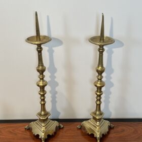 Pair of 18th-Century Style Gilt Brass Pricket Candlesticks