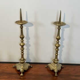 Pair of 18th-Century Style Gilt Brass Pricket Candlesticks