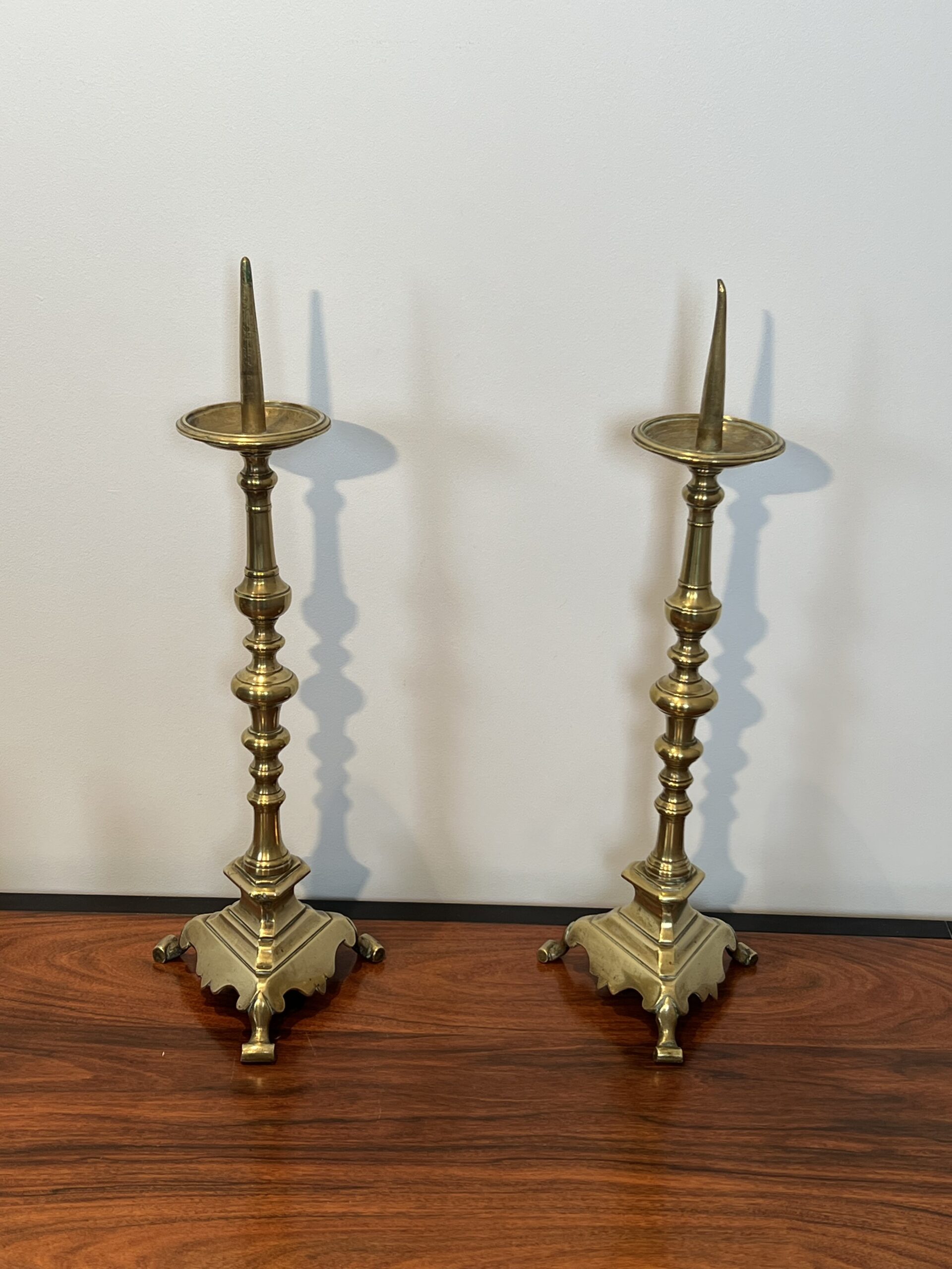 Pair of 18th-Century Style Gilt Brass Pricket Candlesticks - Pair View Two - Styylish