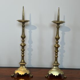 Pair of 18th-Century Style Gilt Brass Pricket Candlesticks