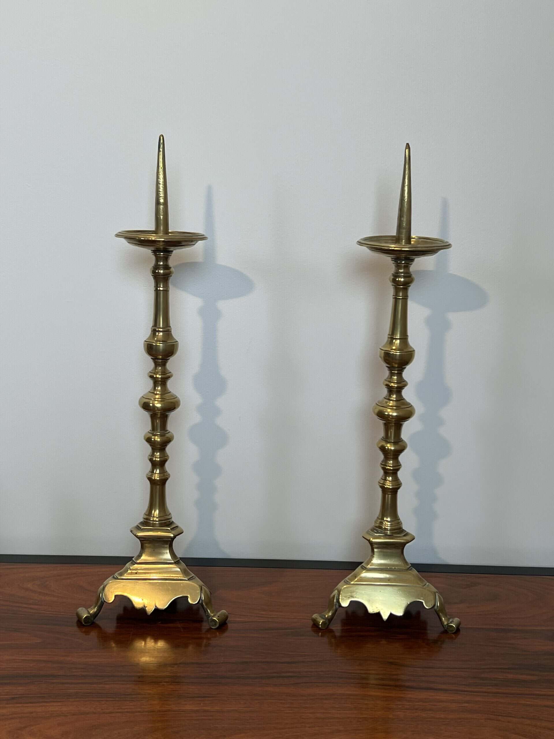 Pair of 18th-Century Style Gilt Brass Pricket Candlesticks - Pair View Three - Styylish