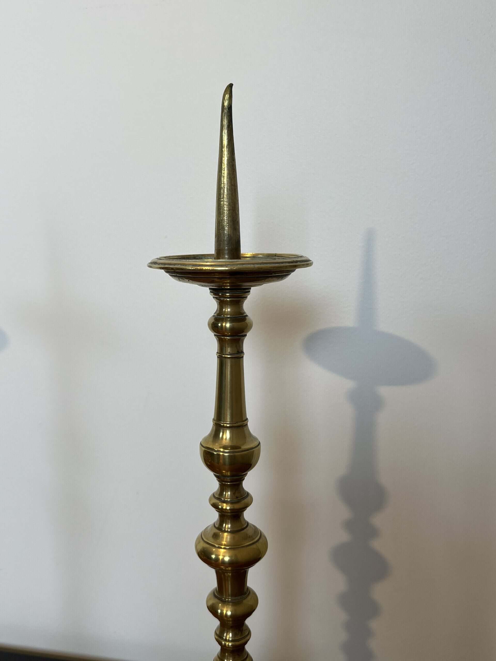 Pair of 18th-Century Style Gilt Brass Pricket Candlesticks - Single View One - Styylish