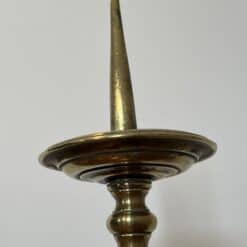 Pair of 18th-Century Style Gilt Brass Pricket Candlesticks - Top Detail - Styylish