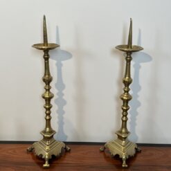 Pair of 18th-Century Style Gilt Brass Pricket Candlesticks - Pair View Four - Styylish
