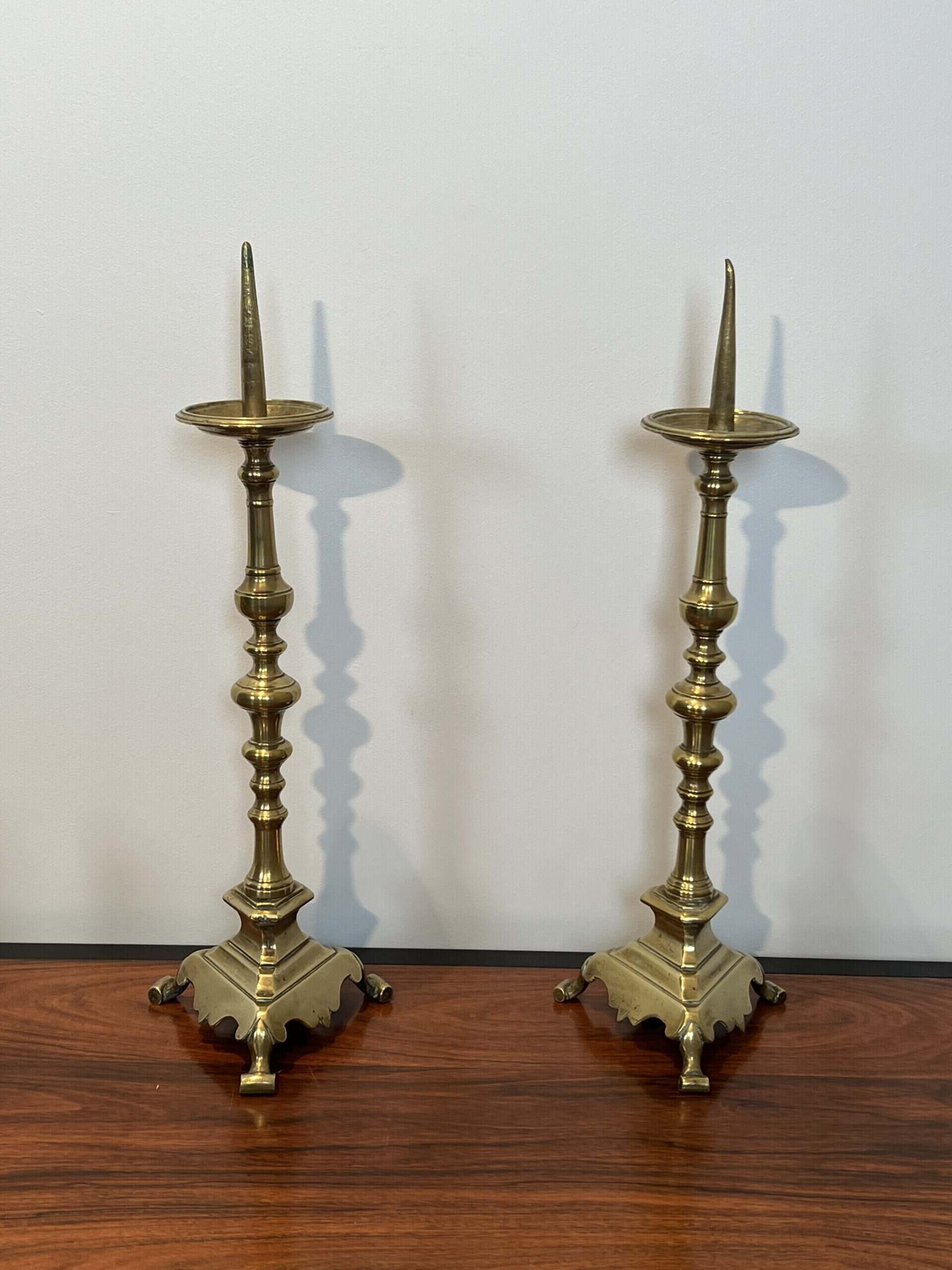 Pair of 18th-Century Style Gilt Brass Pricket Candlesticks - Pair View Four - Styylish