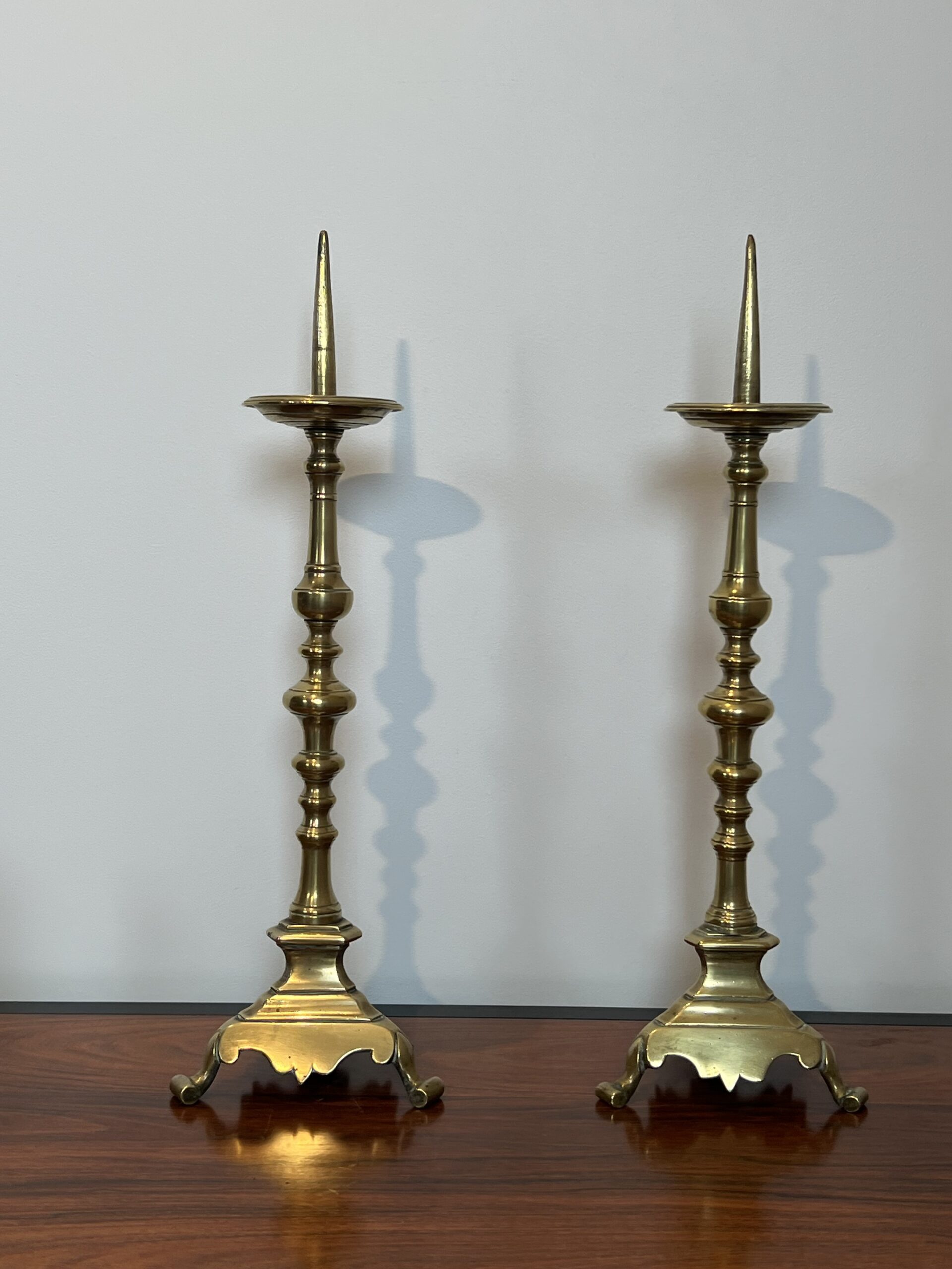 Pair of 18th-Century Style Gilt Brass Pricket Candlesticks - Pair View Five - Styylish