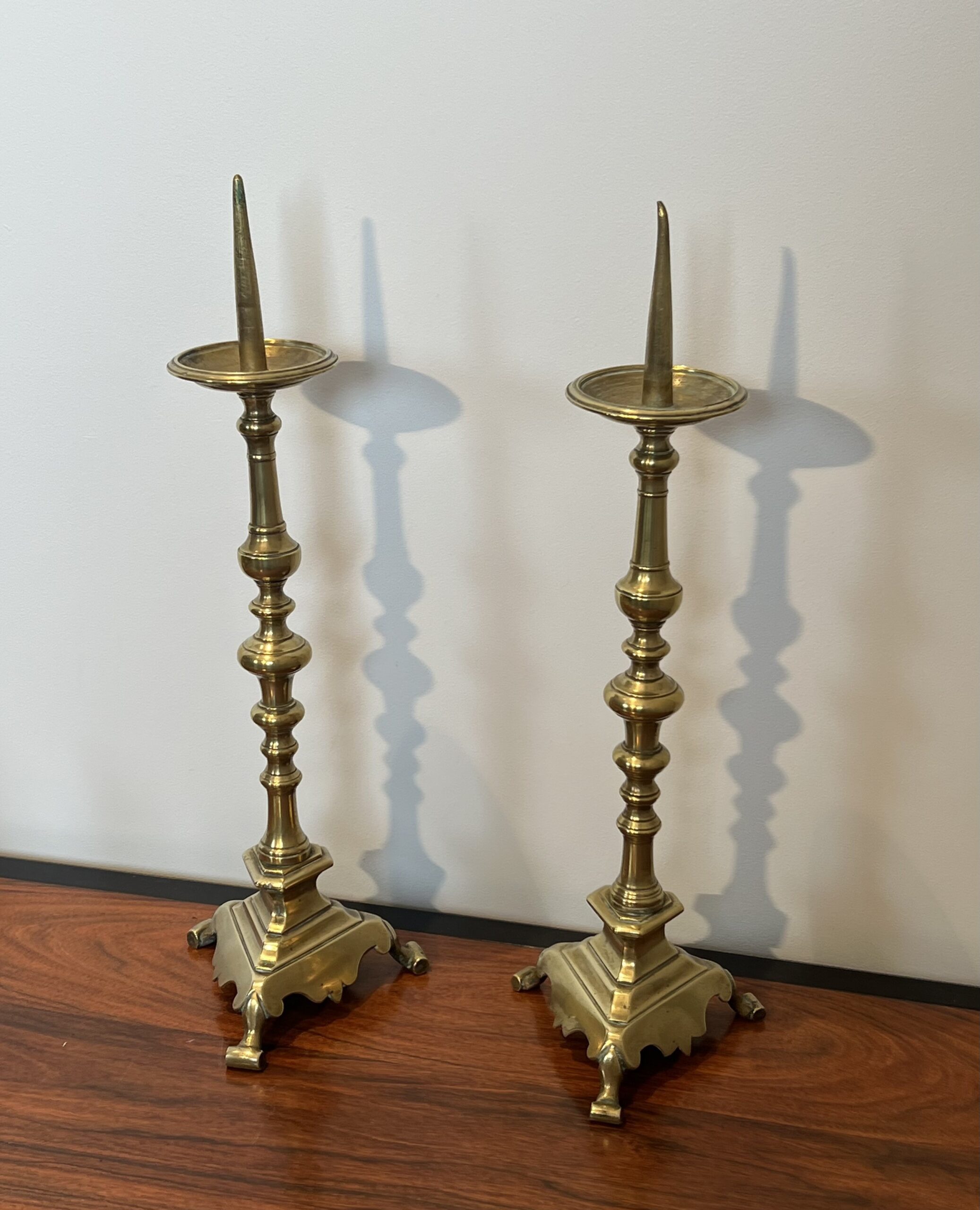 Pair of 18th-Century Style Gilt Brass Pricket Candlesticks - Pair View Six - Styylish