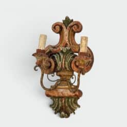 Pair of Italian Polychrome Carved Wood Wall Lights - Alt View - Styylish