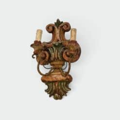 Pair of Italian Polychrome Carved Wood Wall Lights - Single Alt View - Styylish
