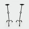 French 1950s Wrought Iron Pricket Floor Candlesticks - Styylish