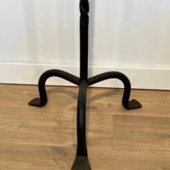 French 1950s Wrought Iron Pricket Floor Candlesticks - Base Detail - Styylish